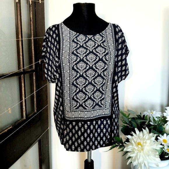 Lucky Brand | NWOT Printed Woven Mix Top - Picture 3 of 7